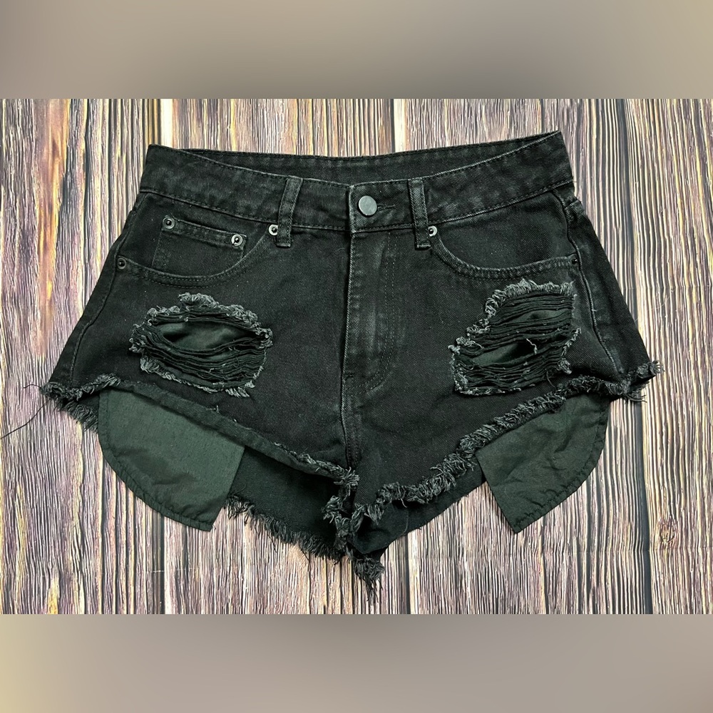 Cider Womens Black Distressed Jeans Shorts Cut Offs Size Small
